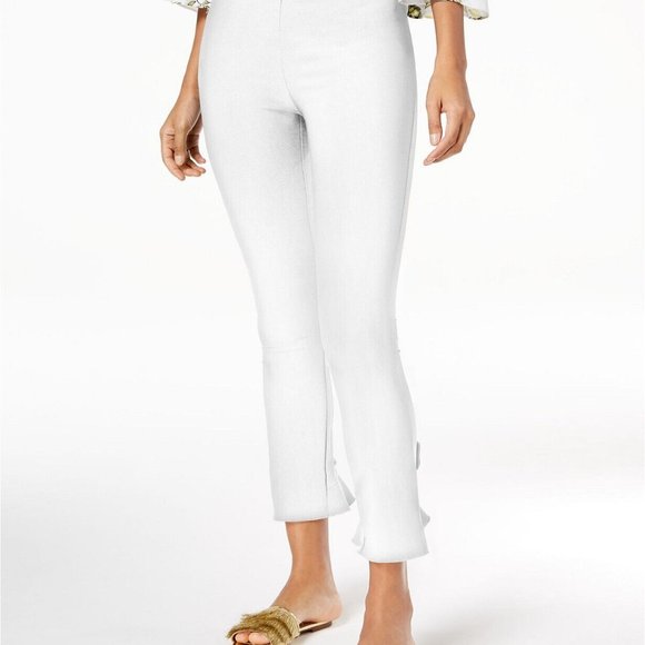 INC International Concepts Size 6 Skinny Leg Flare Ankle Mid Rise White Pants - Picture 1 of 15